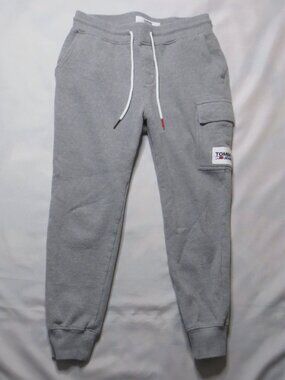 TOMMY JEANS womens SWEATPANTS gray CARGO thick JOGGER comfy DRAWSTRING SIZE S